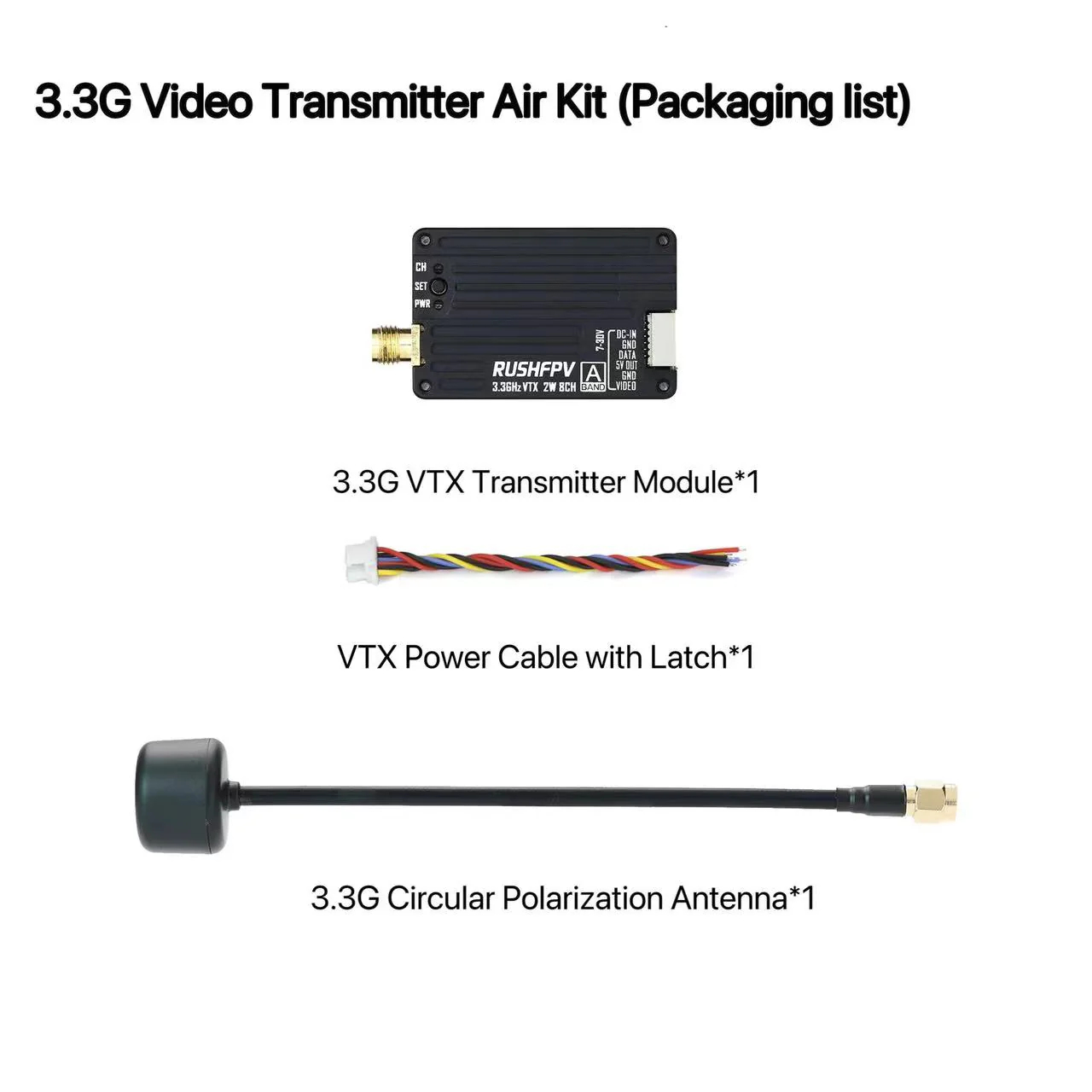 Fpv Drone Antenna - Transmissor RUSHFPV 3.3G 2W VTX com