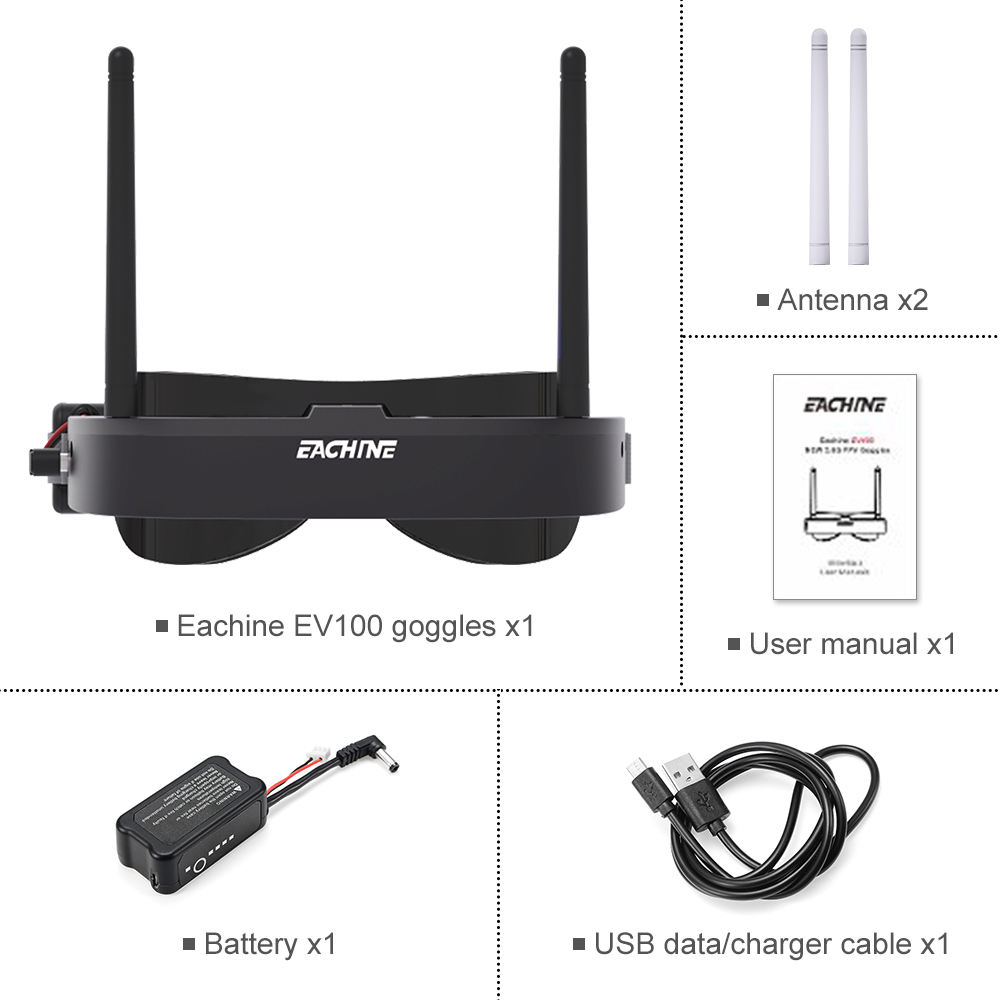 Eachine EV100 720*540 5.8G 72C - Fpv Drone Goggles avaliação e preço