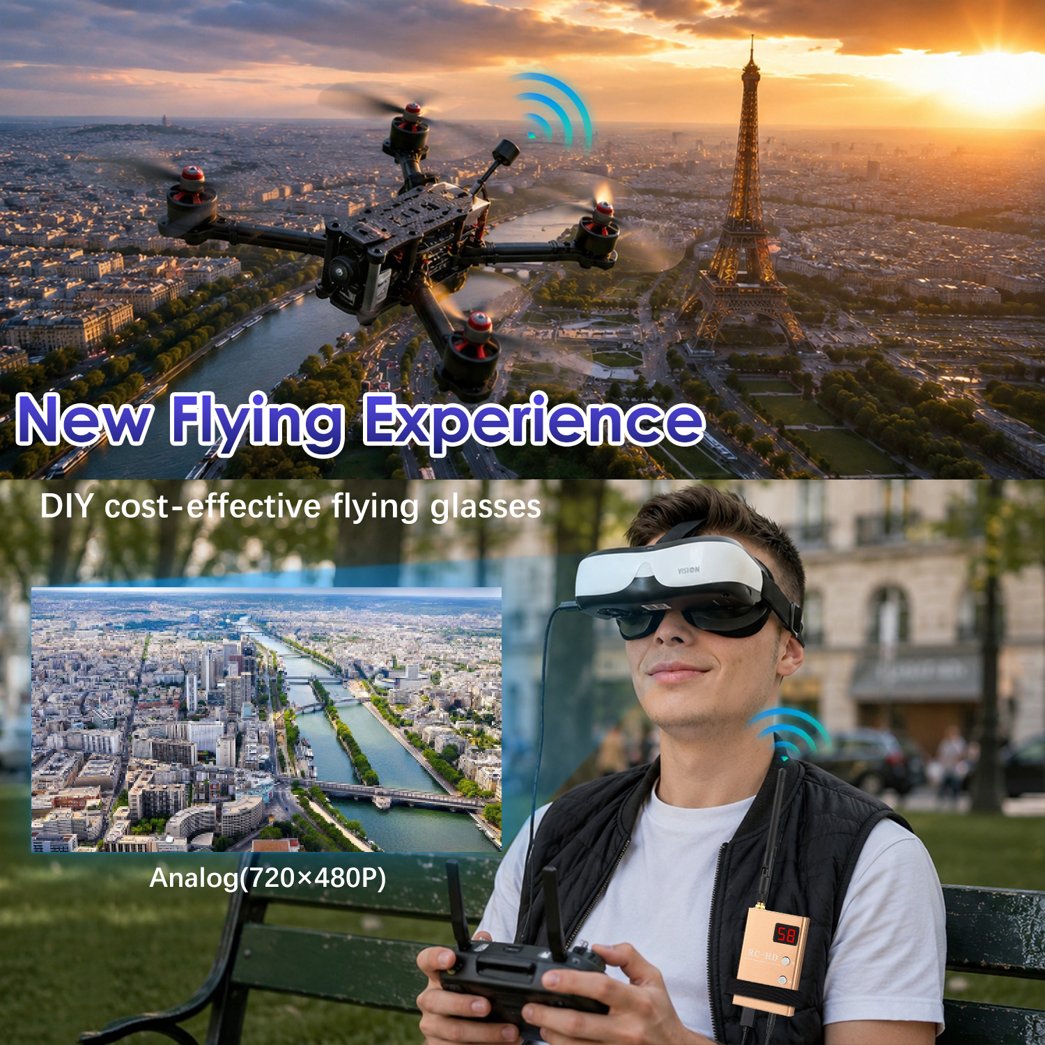 Óculos FPV, Display Montado na - Fpv Drone Goggles avaliação e preço